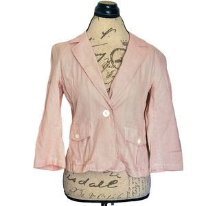 Patchington Womens Blazer Jacket Size PS Size Petite Small Striped Short Cotton